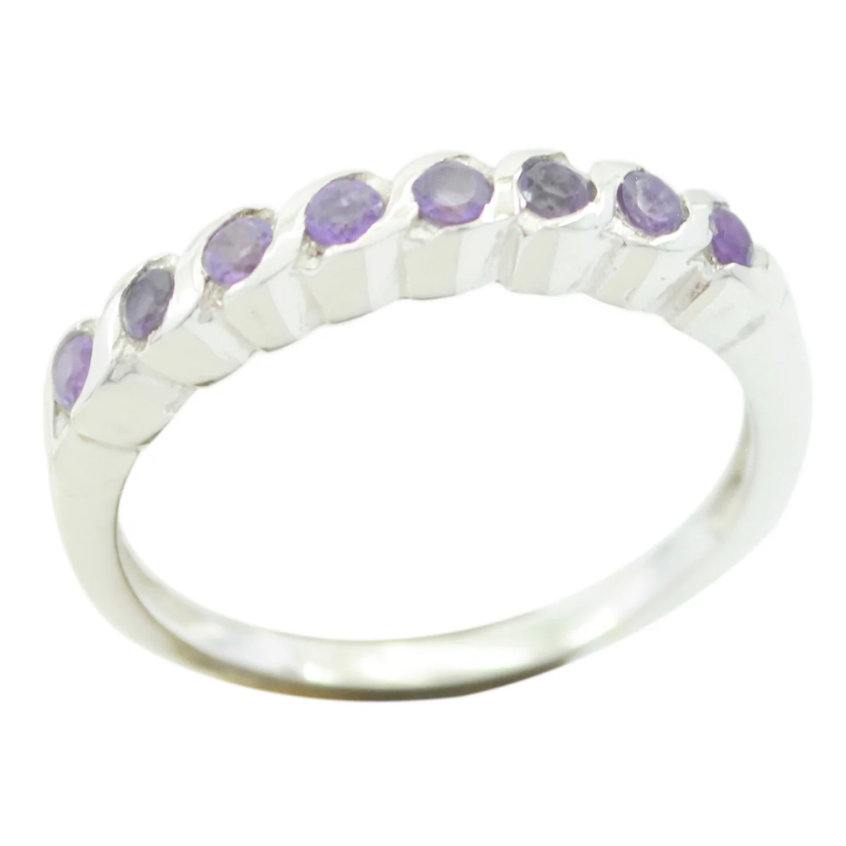 Amethyst octa Korean 92.5 Silver Purple Gemstone Delicate Eternity Band Jewelry - Image 2