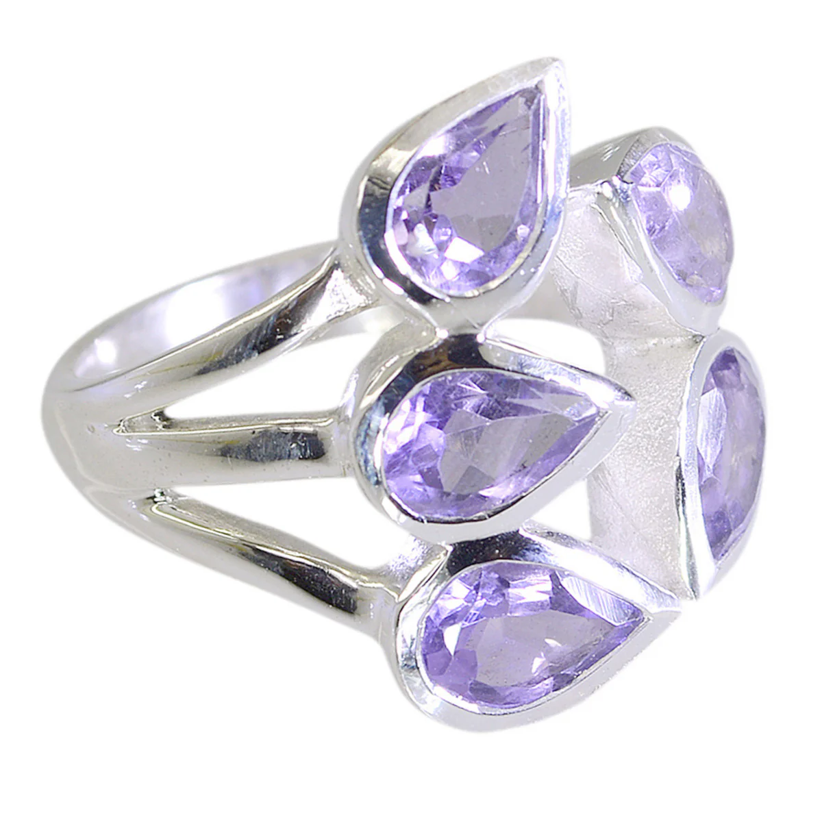 Amethyst Penta African Silver Purple Gemstones Versatile Abstract Ring Jewellery - Image 2