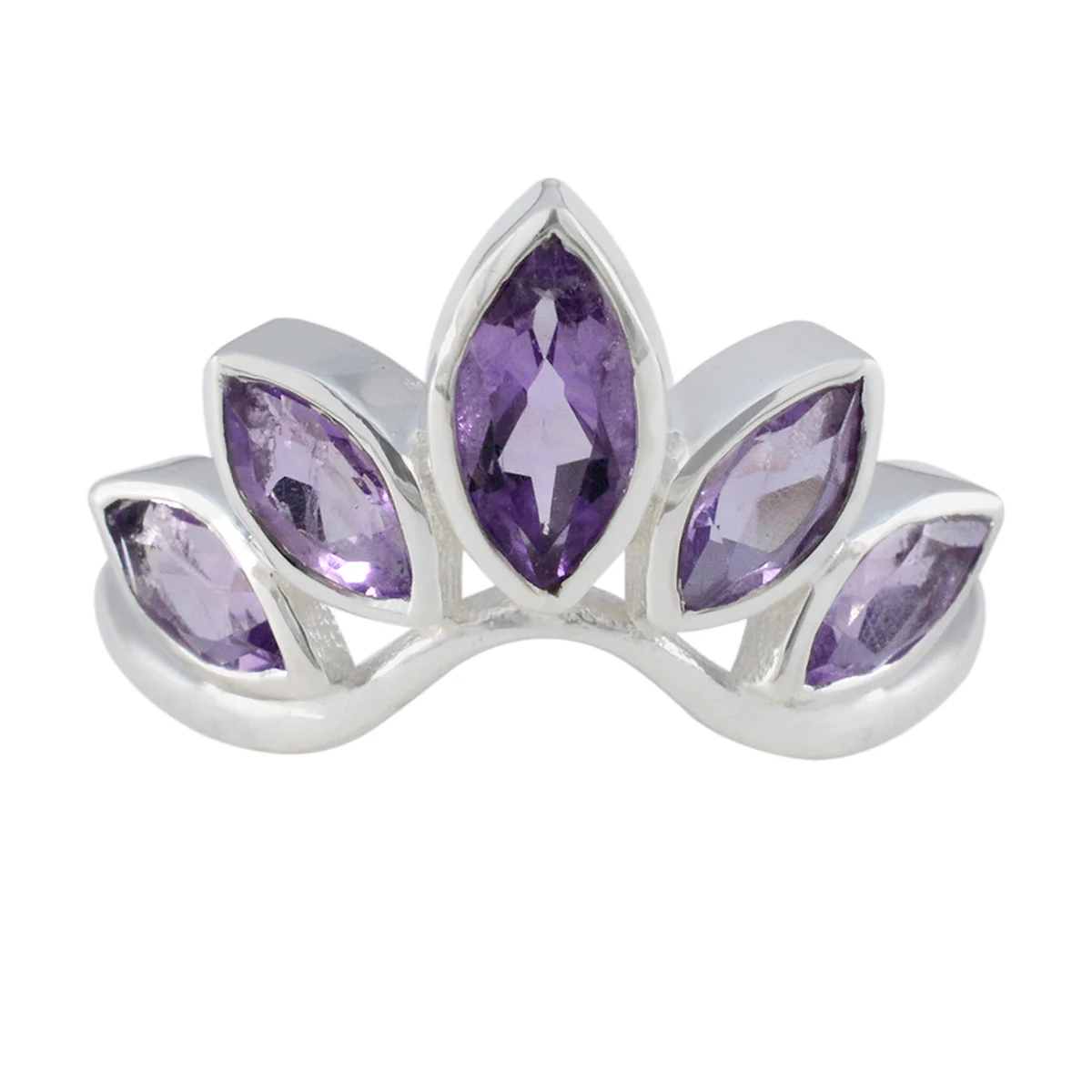 Amethyst Penta American Silver Purple Gems Dainty crown Ring Jewelry - Image 2