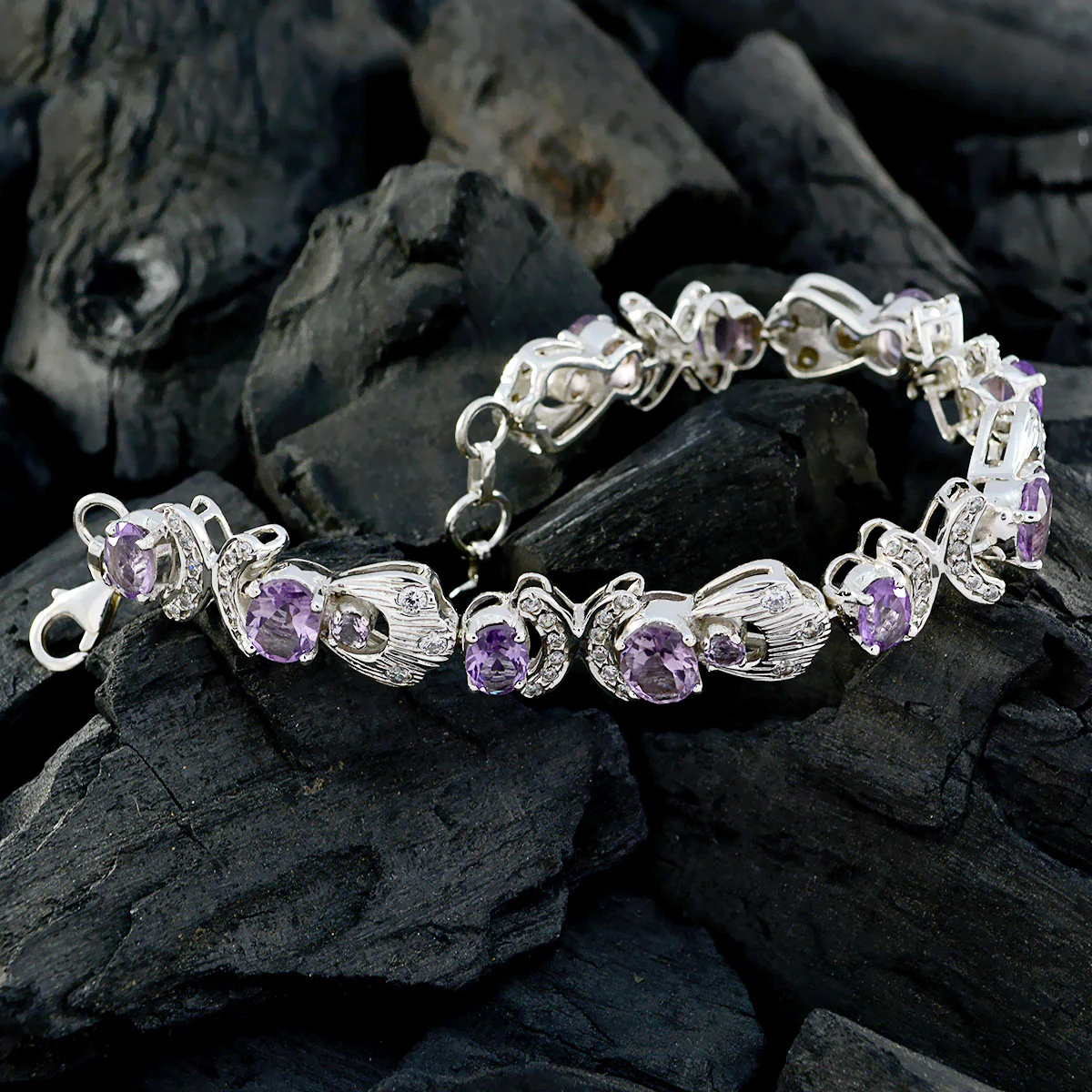 Amethyst Pride Parade Hamburg Eye-catching Purple 925 Silver Tennis Bracelet - Image 2