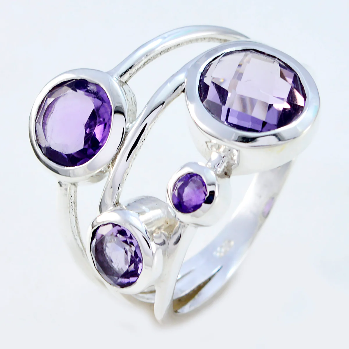 Amethyst quarter African 92.5 Silver Purple Gems Minimal Feminine Ring Jewellery - Image 2