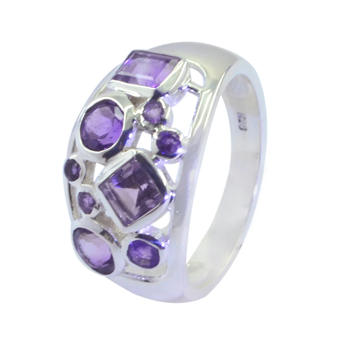 Amethyst quarter African 925 Sterling Silver Purple Gemstone Eye-catching Contemporary Ring Jewellery - Image 3