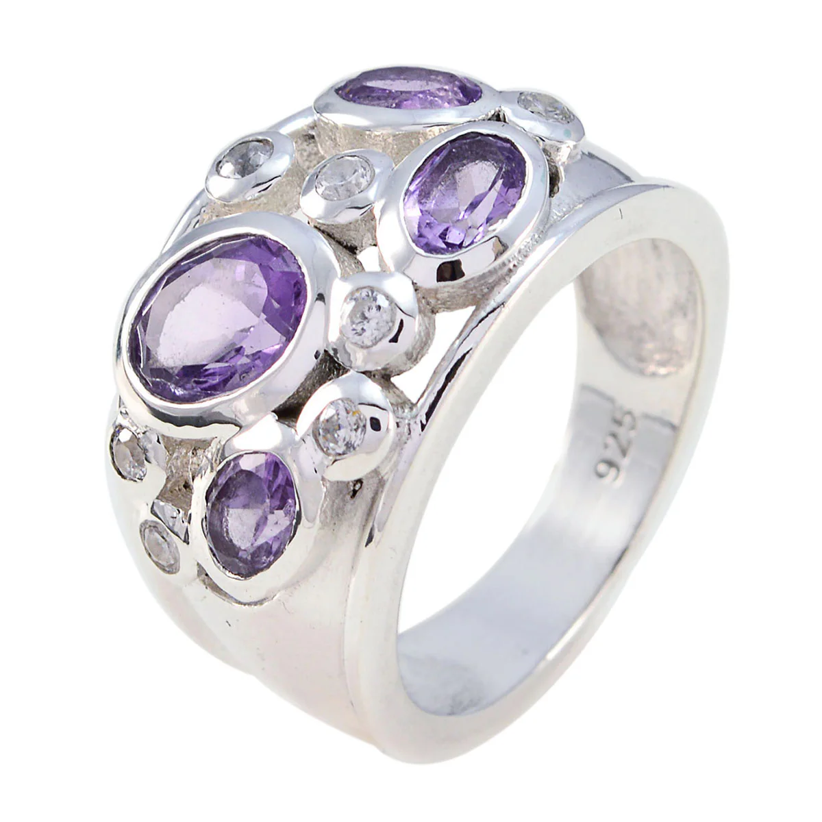 Amethyst quarter Egyptian 92.5 Silver Purple Gemstones Essential  Trendy Ring Jewellery - Image 2