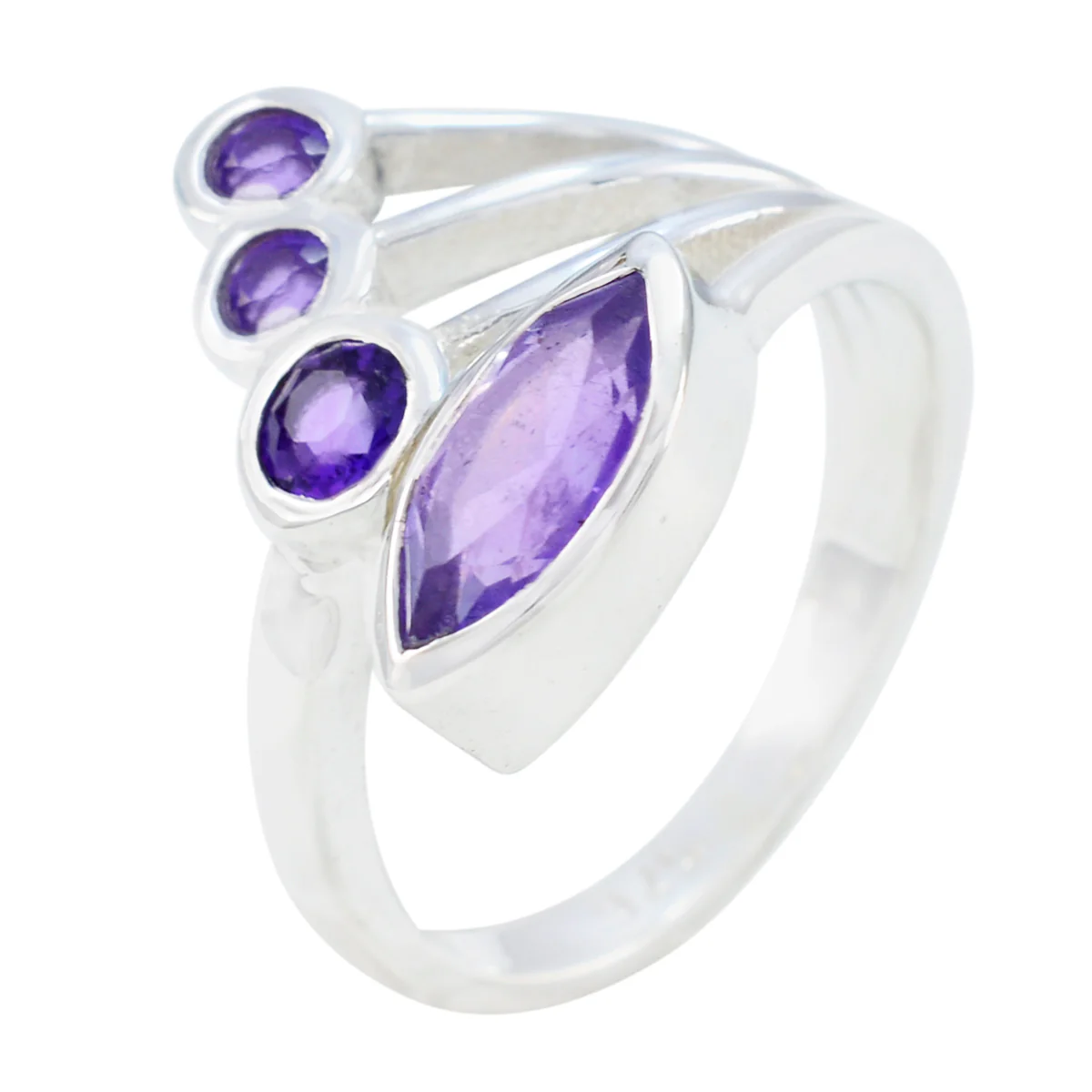 Amethyst quarter Indian 925 Sterling Silver Purple Gemstone Slim Artisan Ring Jewelry - Image 2