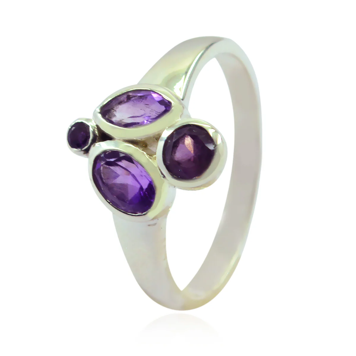 Amethyst quarter Japanese 92.5 Silver Purple Gemstone Whisper-thin Contemporary Ring Jewellery - Image 3