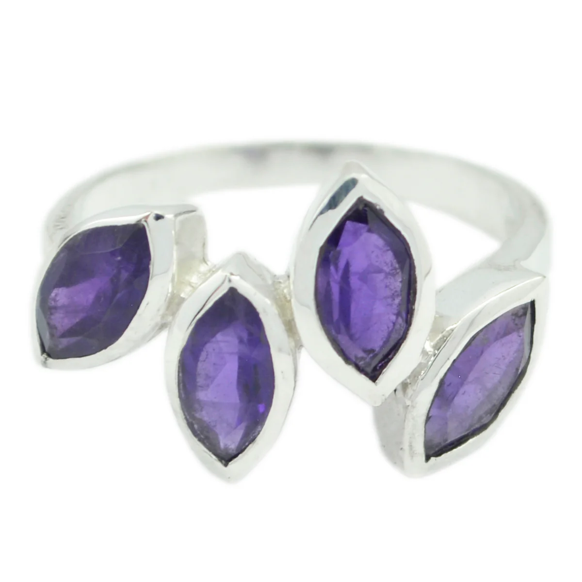 Amethyst quarter Japanese Silver Purple Gemstone Whisper-thin Abstract Ring Jewelry