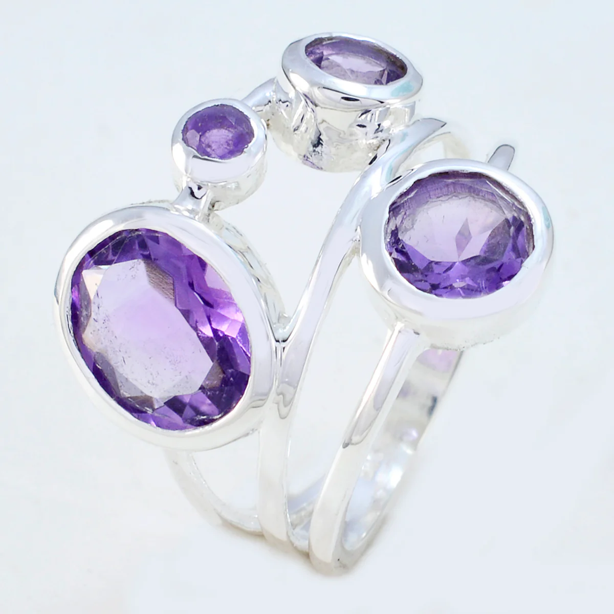 Amethyst quarter Russian 925 Sterling Silver Purple Gemstone Minimal Love Ring Jewelry - Image 2
