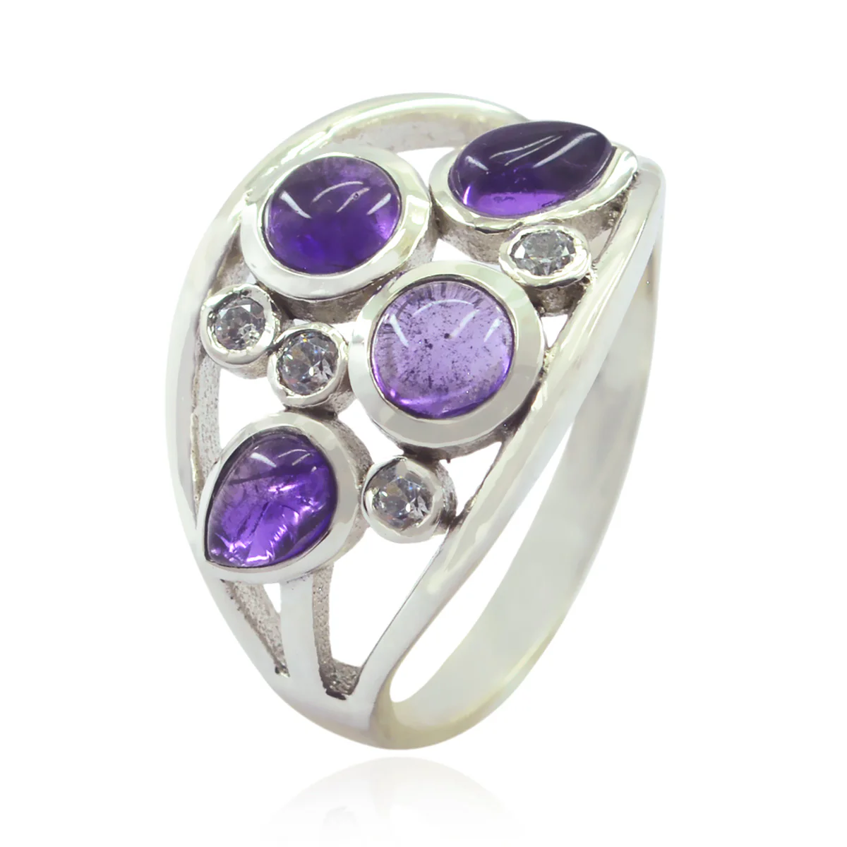 Amethyst quarter Russian 925 Sterling Silver Purple Gemstone Minimal Sophisticated Ring Jewelry - Image 3
