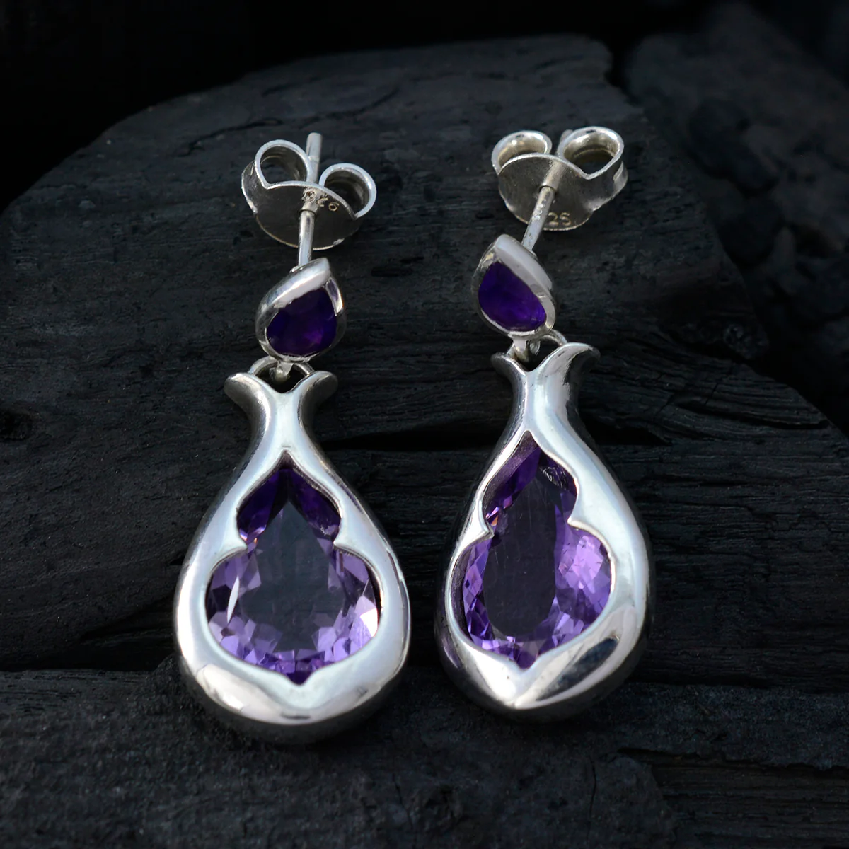 Amethyst Russian Eliza Toi et Moi Stud Purple 925 Silver Earring - Image 2