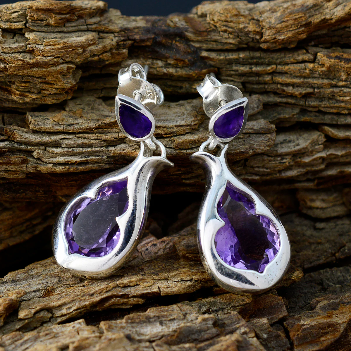 Amethyst Russian Eliza Toi et Moi Stud Purple 925 Silver Earring - Image 3