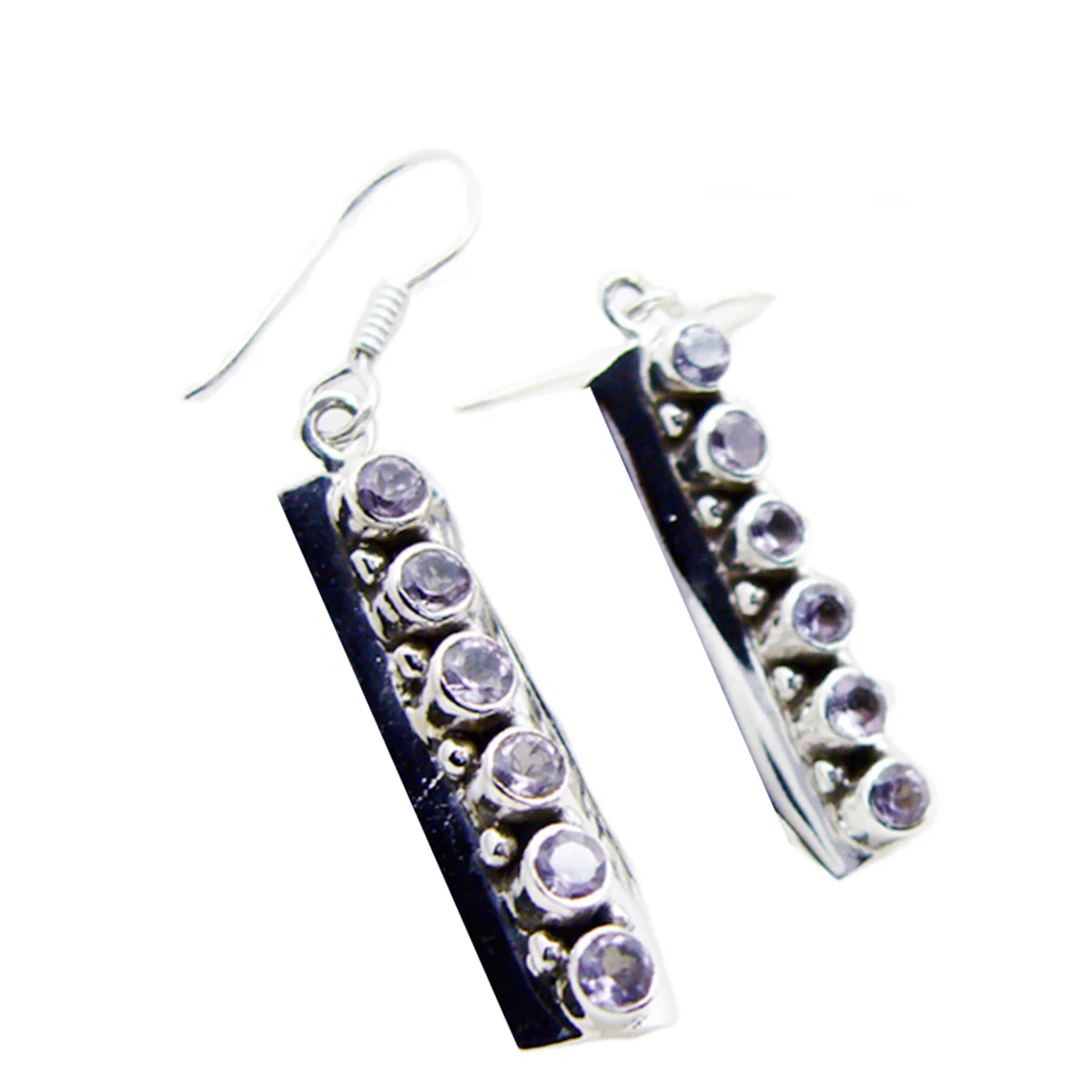 Amethyst Russian Stella multiple Dangle Purple 925 Silver Earring - Image 3