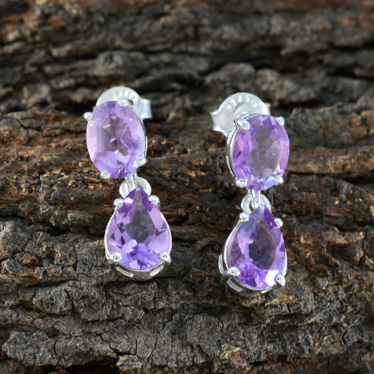 Amethyst Russian Teresa Toi et Moi Stud Purple 92.5 Silver Earring - Image 3
