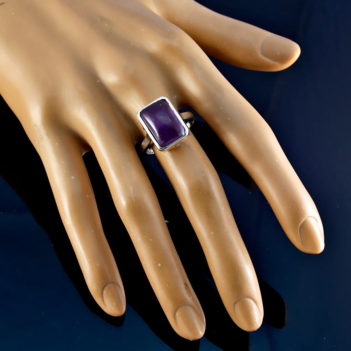 Amethyst Solitaire African 92.5 Silver Purple Gemstone Minimal Abstract Ring Jewelry - Image 3