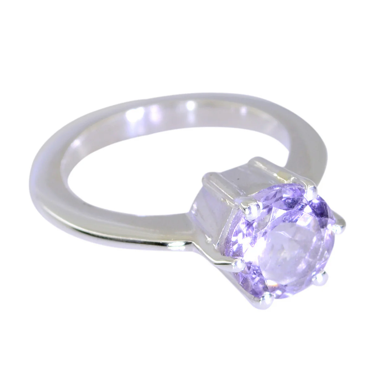 Amethyst Solitaire African 925 Silver Purple Gems Slim Contemporary Ring Jewellery - Image 2