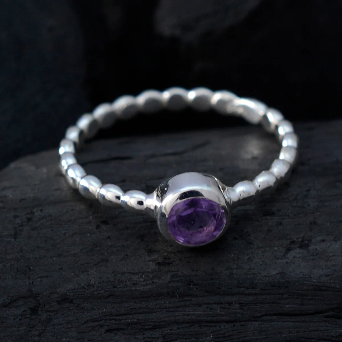 Amethyst Solitaire African 925 Silver Purple Gems Slim Trendy Ring Jewelry - Image 4