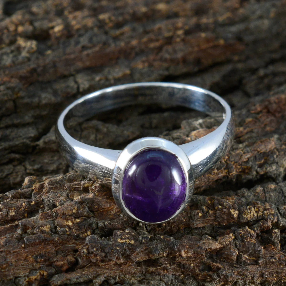 Amethyst Solitaire African 925 Silver Purple Gemstone Classic Graceful Ring Jewelry - Image 3