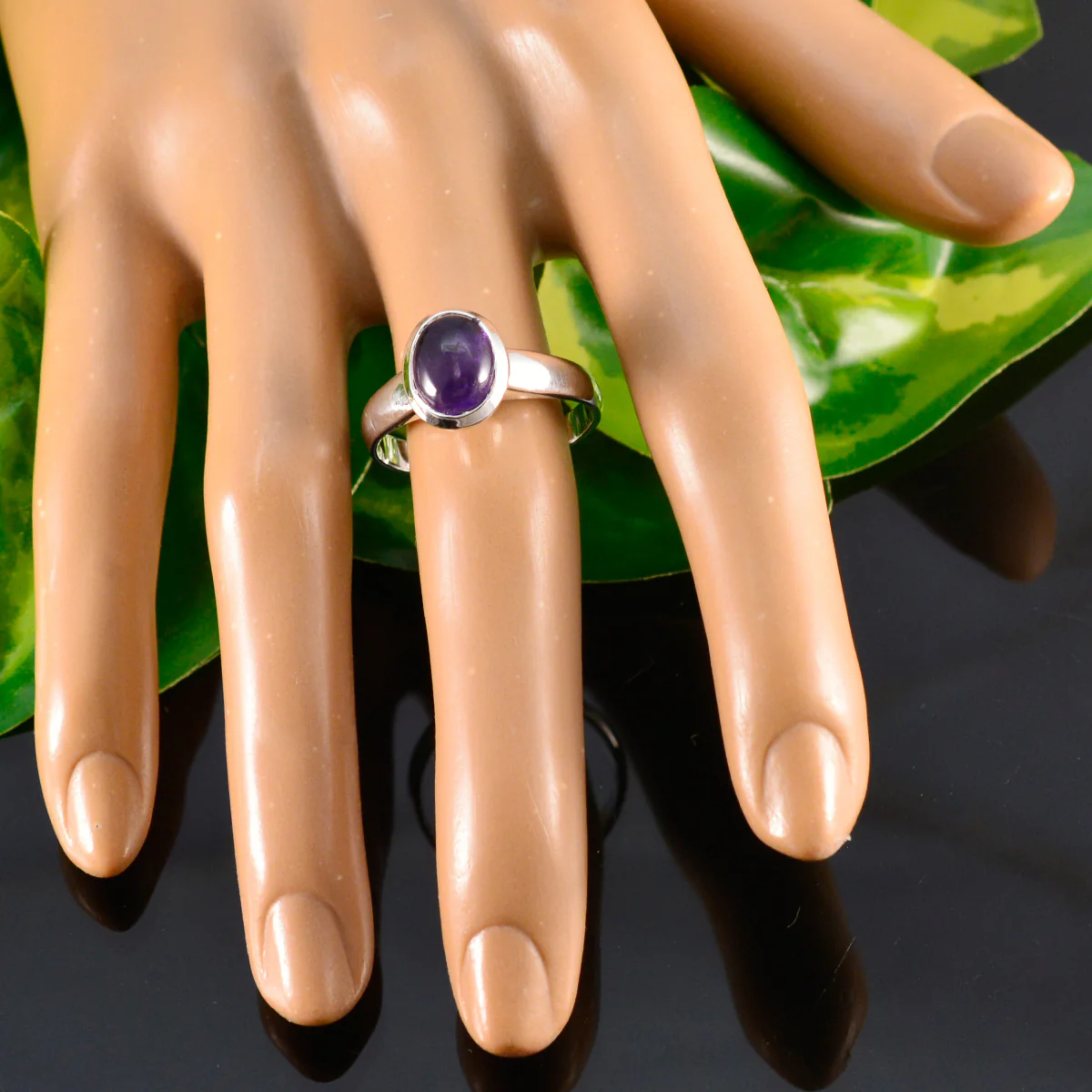 Amethyst Solitaire African 925 Silver Purple Gemstone Classic Graceful Ring Jewelry - Image 5
