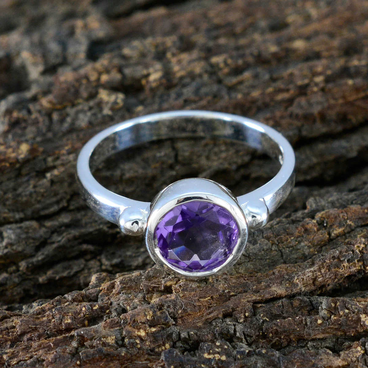 Amethyst Solitaire African 925 Silver Purple Gemstone Slim Graceful Ring Jewelry - Image 3