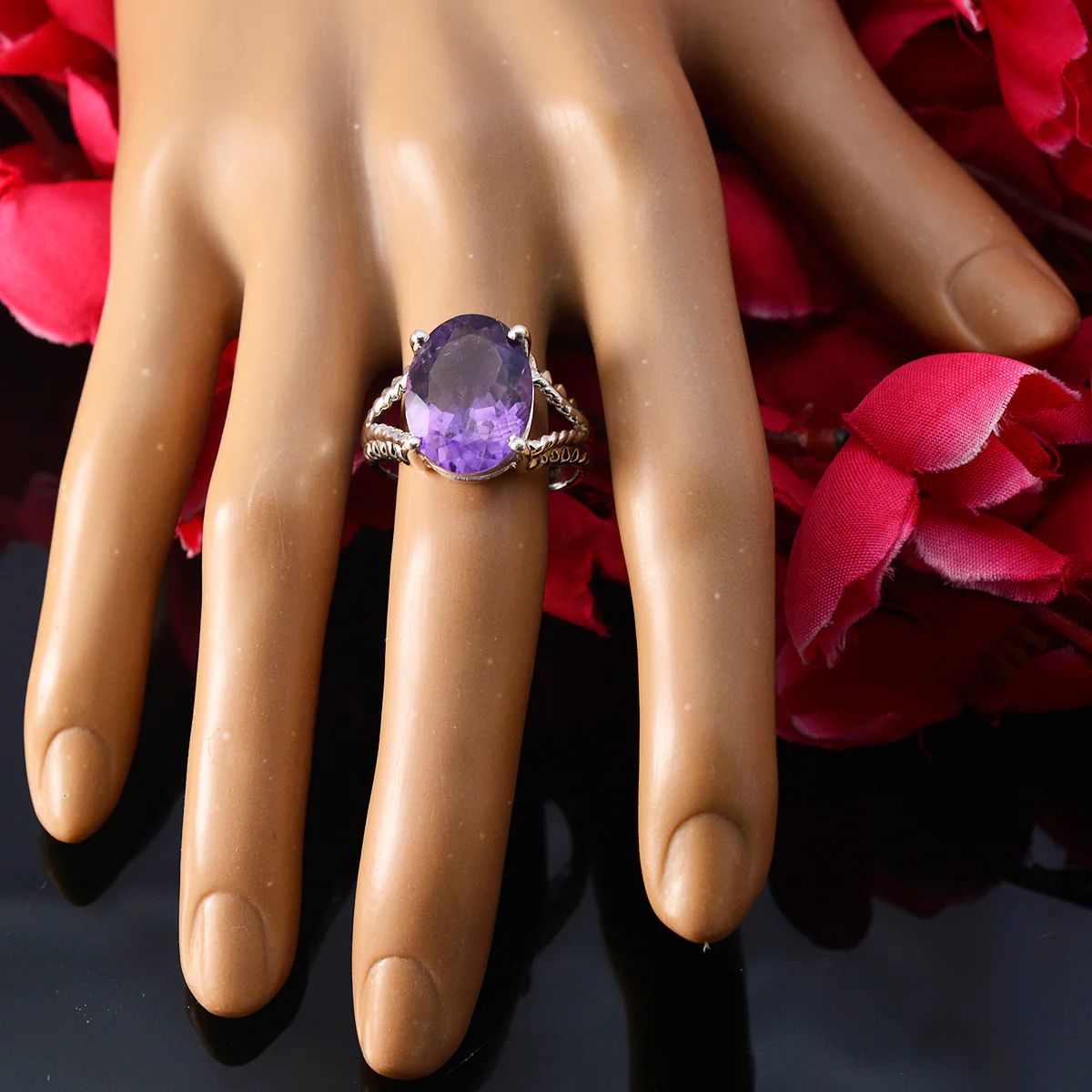 Amethyst Solitaire African 925 Sterling Silver Purple Gems Minimal Contemporary Ring Jewellery - Image 5