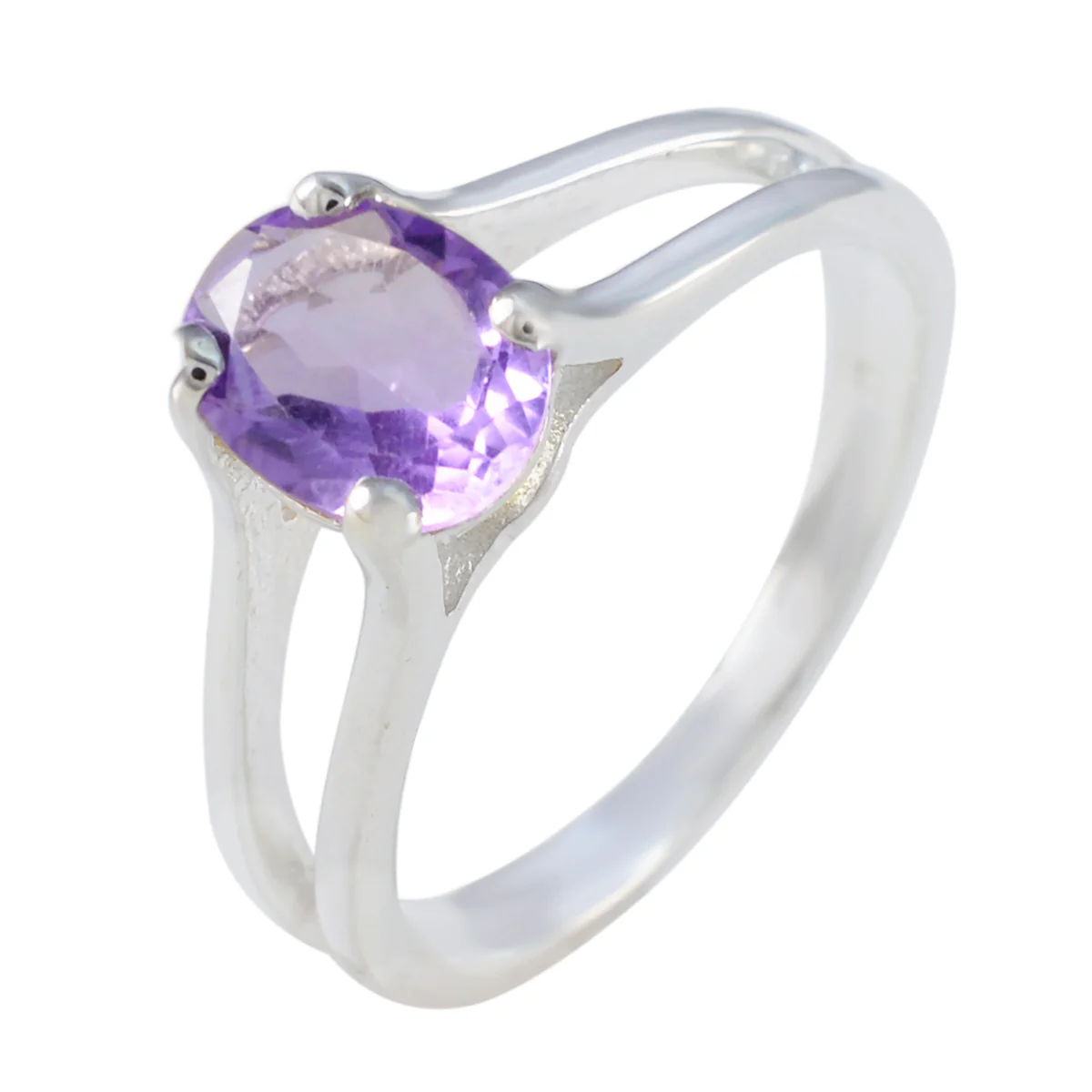 Amethyst Solitaire African 925 Sterling Silver Purple Gemstone Slim Boho Ring Jewelry - Image 2