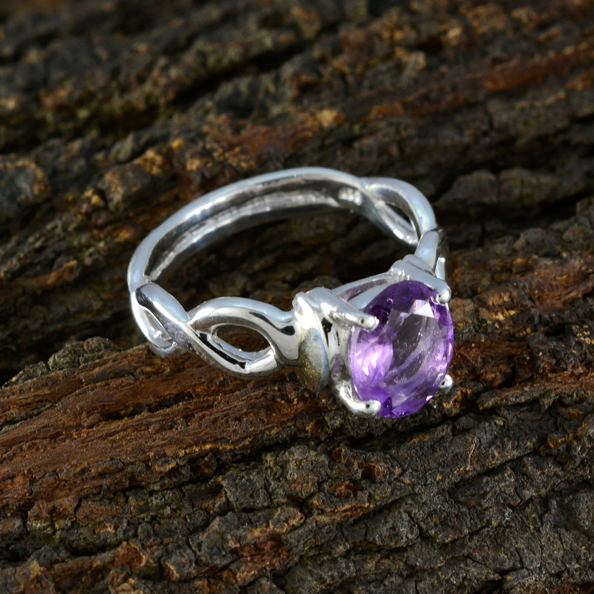 Amethyst Solitaire African 925 Sterling Silver Purple Gemstone Versatile Retro Ring Jewelry - Image 3