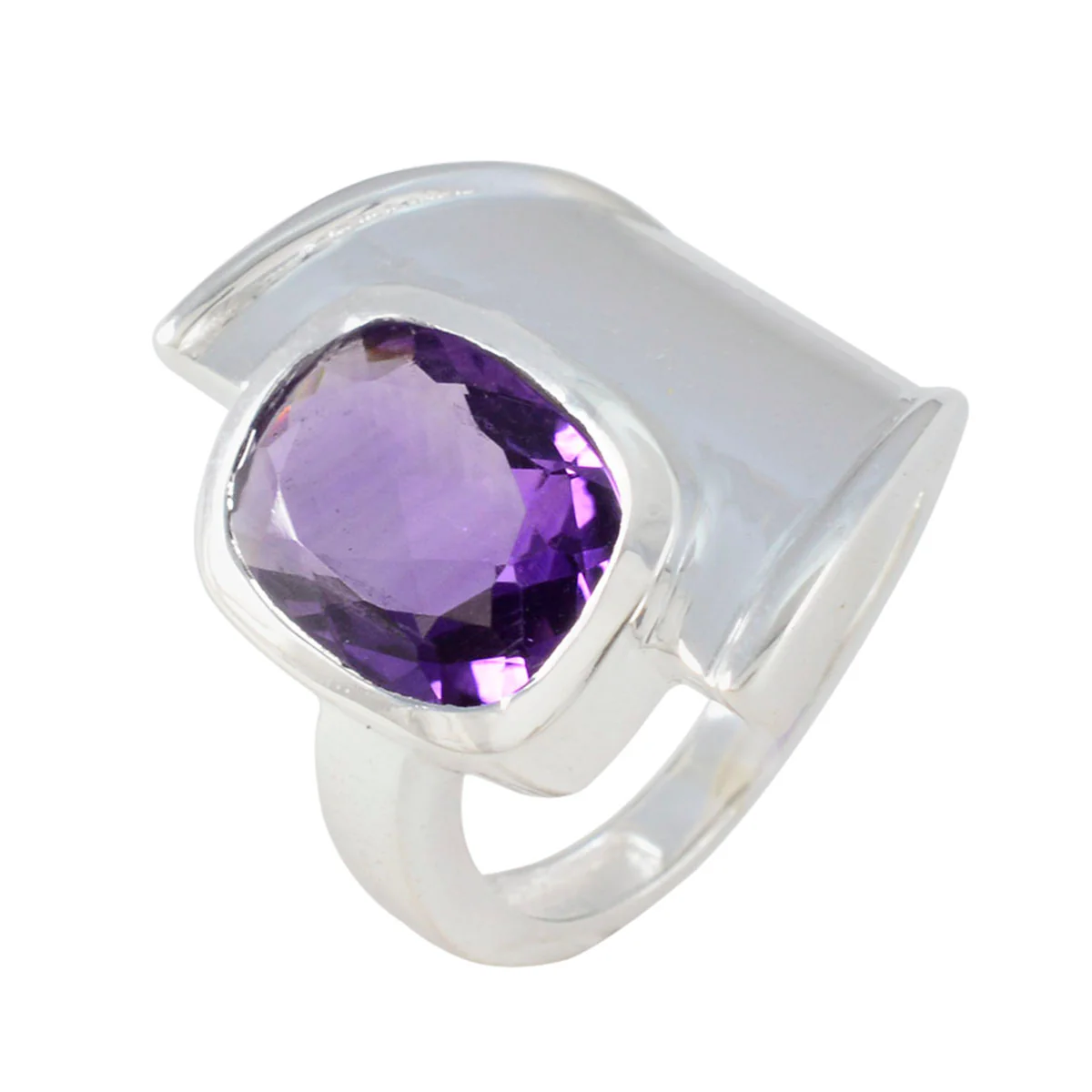 Amethyst Solitaire African Silver Purple Gemstones Essential Contemporary Ring Jewelry - Image 2