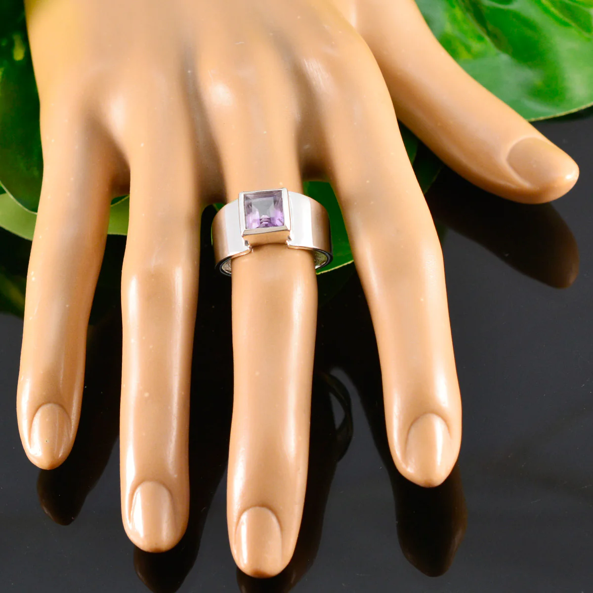 Amethyst Solitaire African Sterling Silver Purple Gemstones Slim Contemporary Ring Jewellery - Image 5