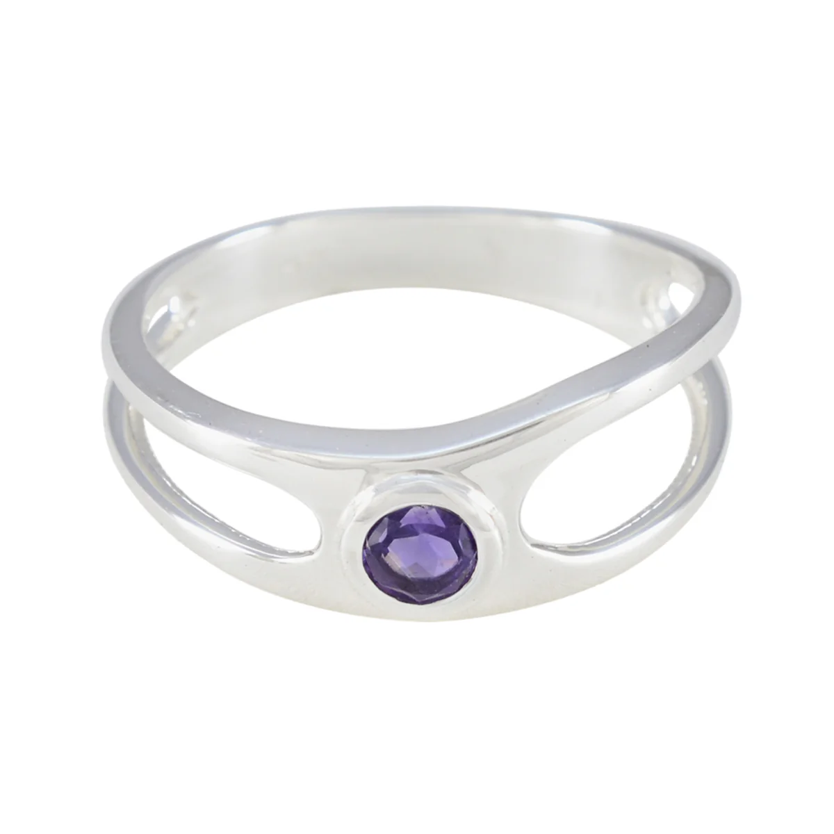 Amethyst Solitaire American 92.5 Silver Purple Gems Whisper-thin Abstract Ring Jewelry