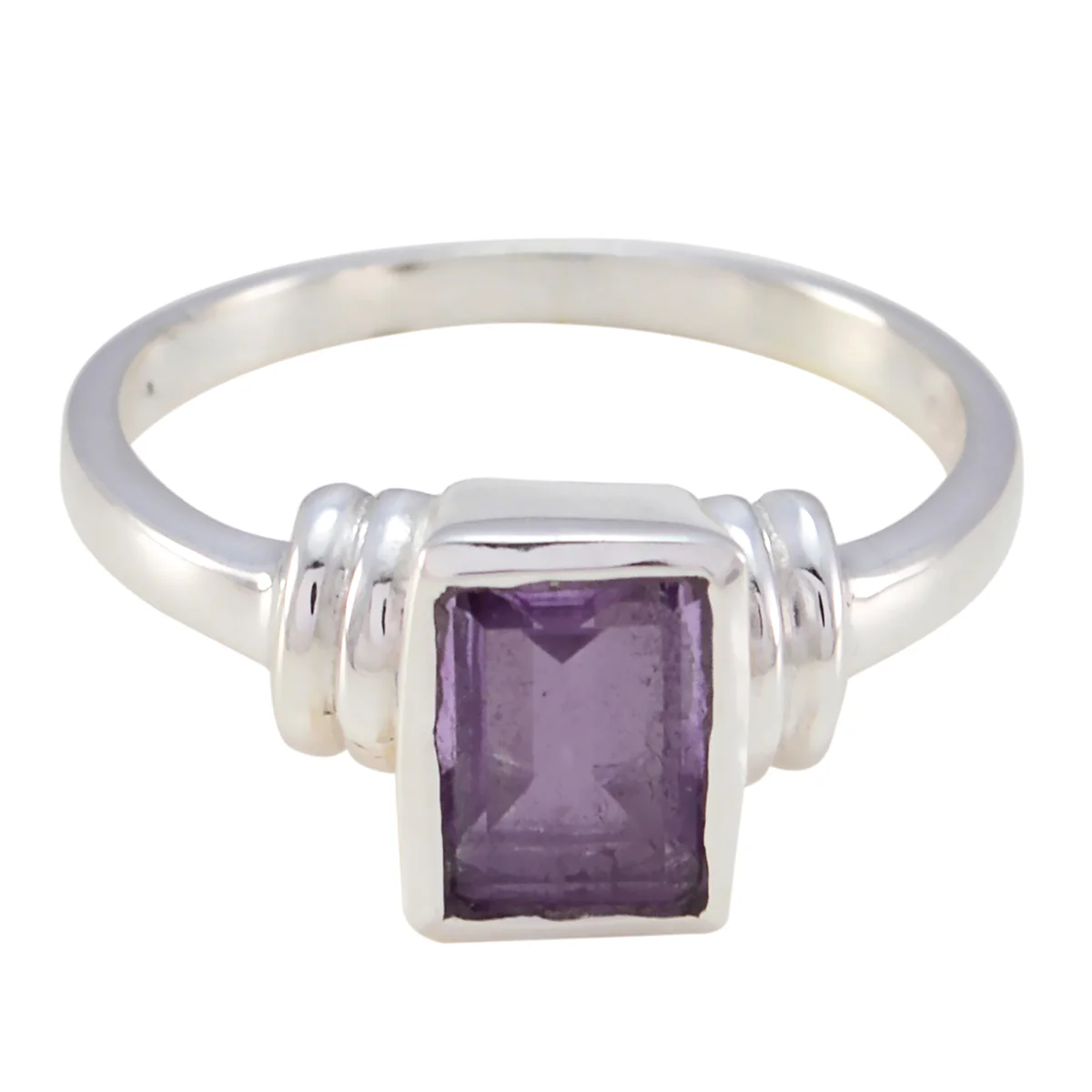 Amethyst Solitaire American Silver Purple Gems Dainty Romantic Ring Jewellery - Image 3