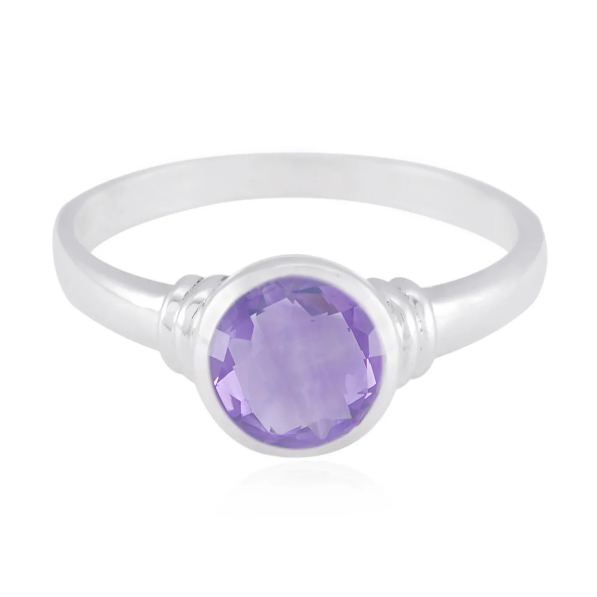 Amethyst Solitaire American Sterling Silver 925 Purple Gemstones Whisper-thin Trendy Ring Jewelry