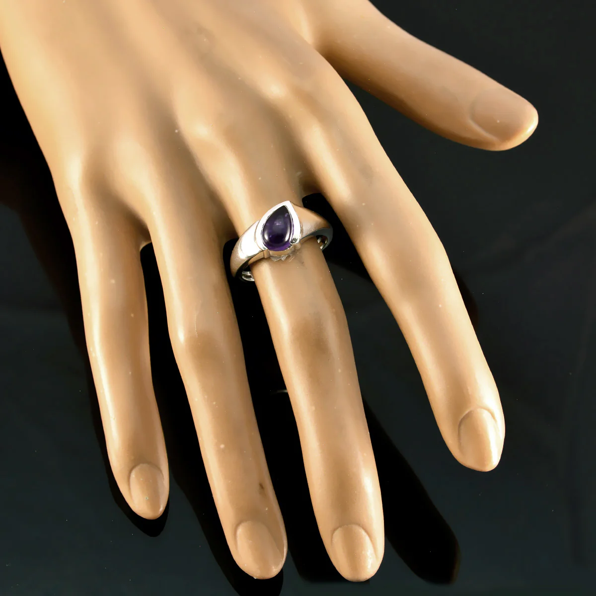 Amethyst Solitaire American Sterling Silver Purple Gems Whisper-thin Fairytale Ring Jewellery - Image 3