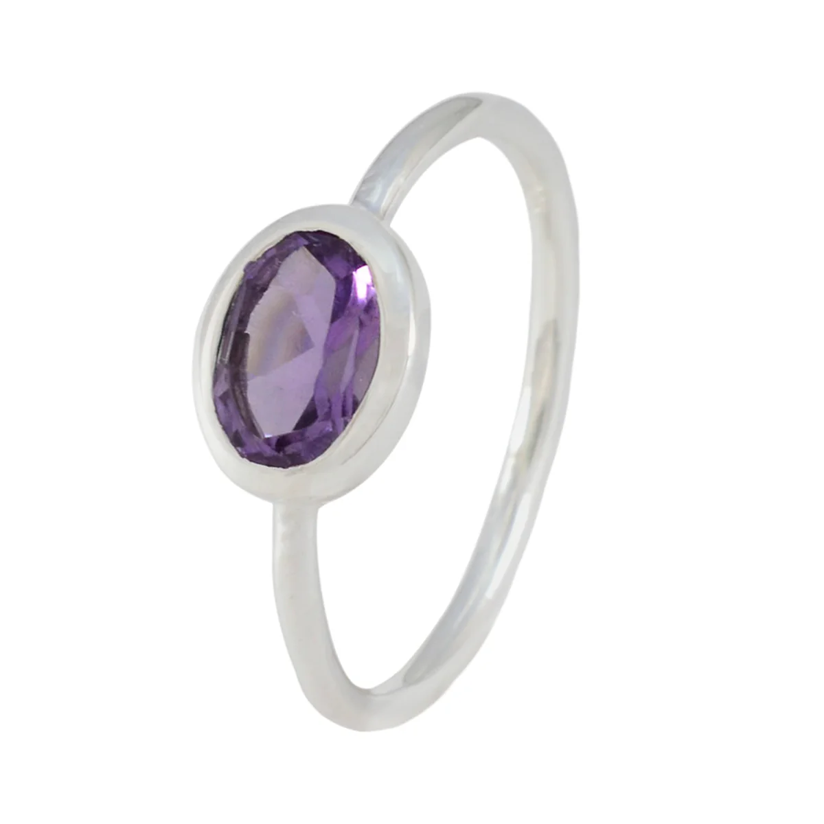 Amethyst Solitaire American Sterling Silver Purple Gemstones Elegant Feminine Ring Jewellery - Image 2