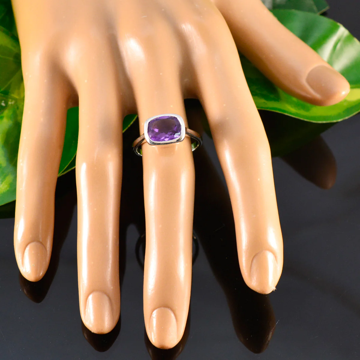 Amethyst Solitaire Egyptian 92.5 Silver Purple Gemstone Slim Boho Ring Jewellery - Image 5