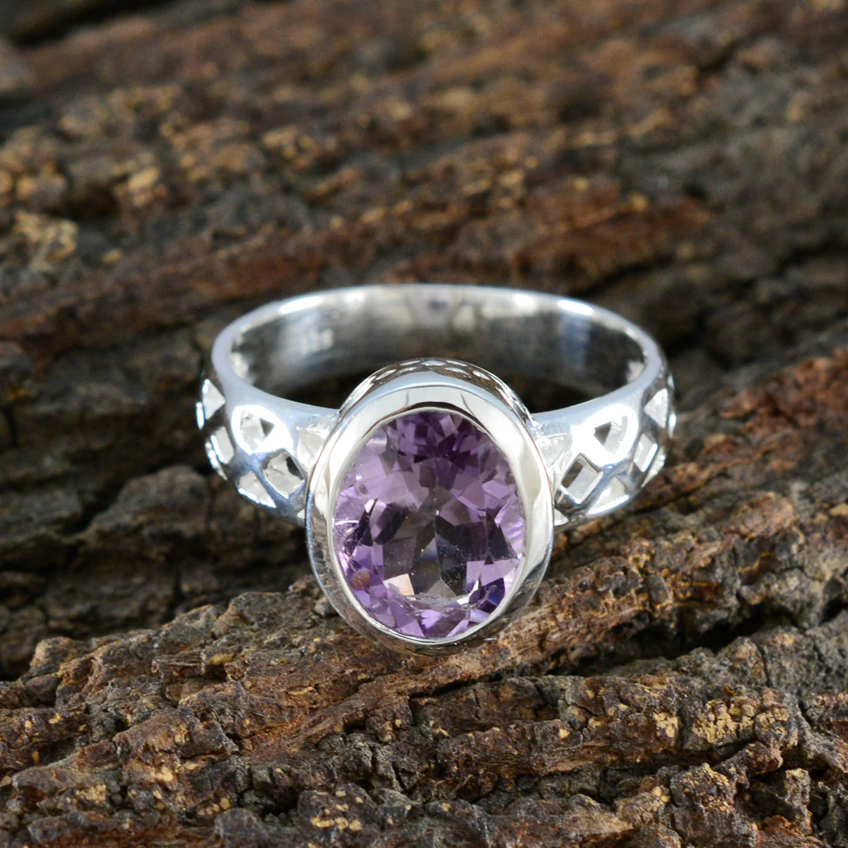 Amethyst Solitaire Egyptian 92.5 Silver Purple Gemstones Featherlight Boho Ring Jewelry - Image 3