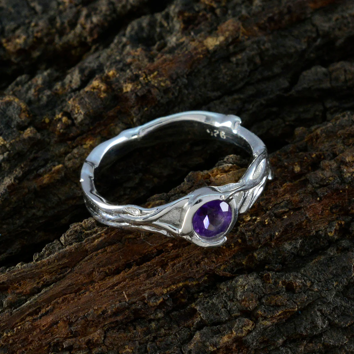 Amethyst Solitaire Egyptian 925 Silver Purple Gems Featherlight Trendy Ring Jewellery - Image 3