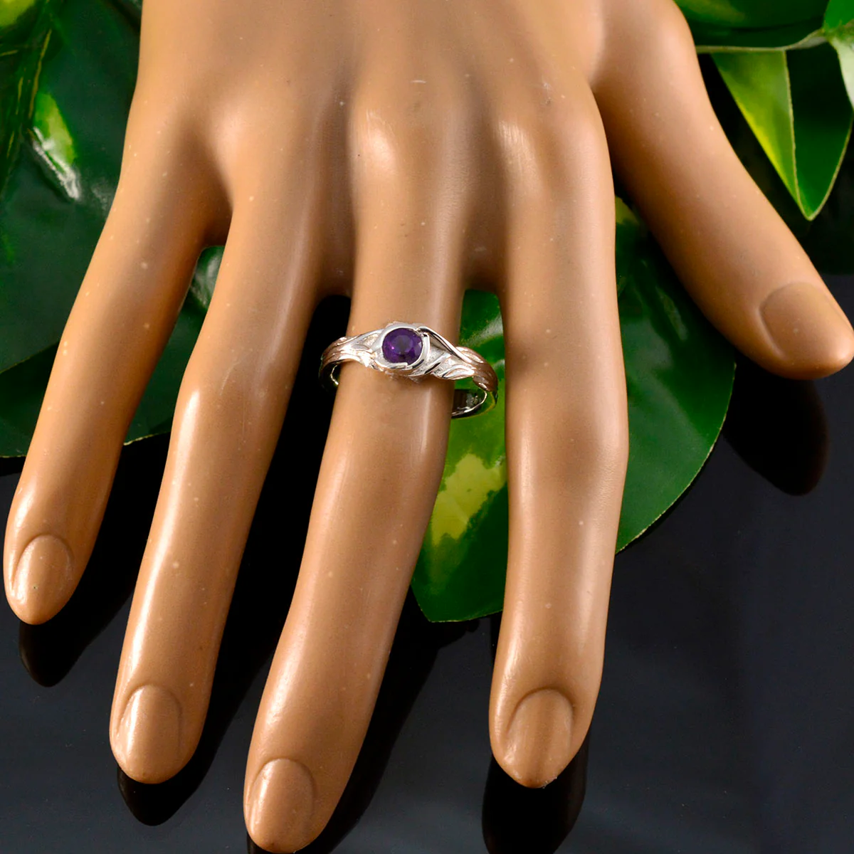 Amethyst Solitaire Egyptian 925 Silver Purple Gems Featherlight Trendy Ring Jewellery - Image 5