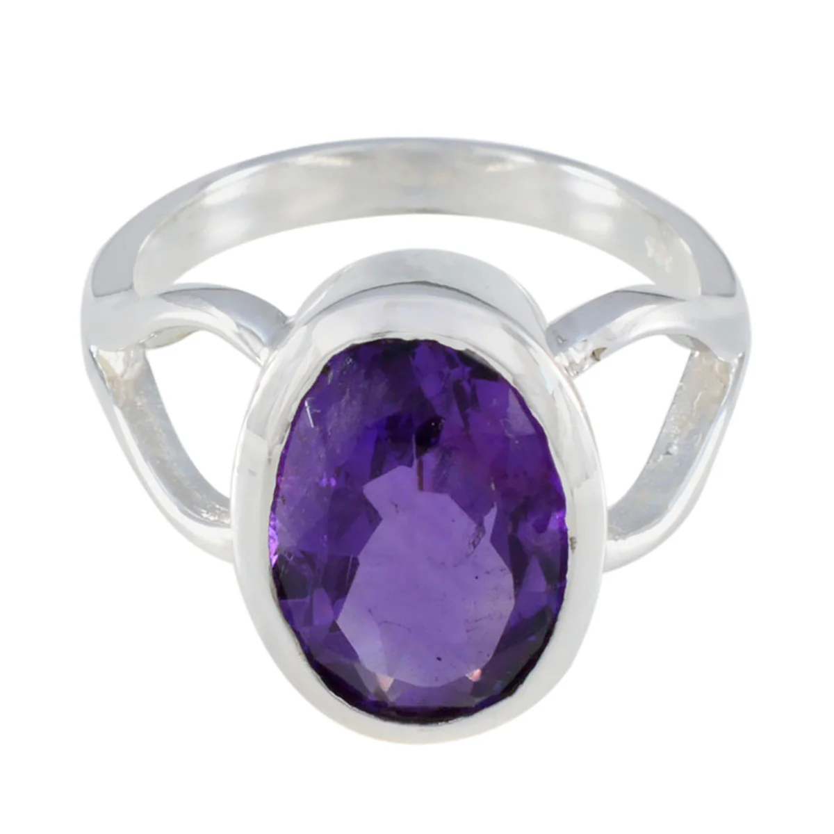 Amethyst Solitaire Egyptian 925 Silver Purple Gemstone Mid-weight Sophisticated Ring Jewellery