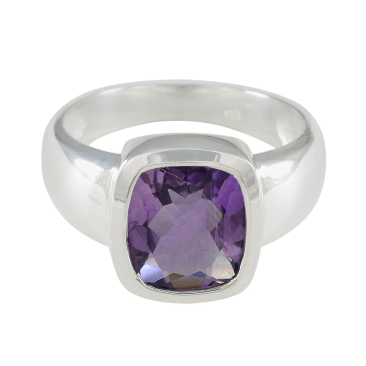 Amethyst Solitaire Egyptian 925 Sterling Silver Purple Gemstone Eye-catching Contemporary Ring Jewelry