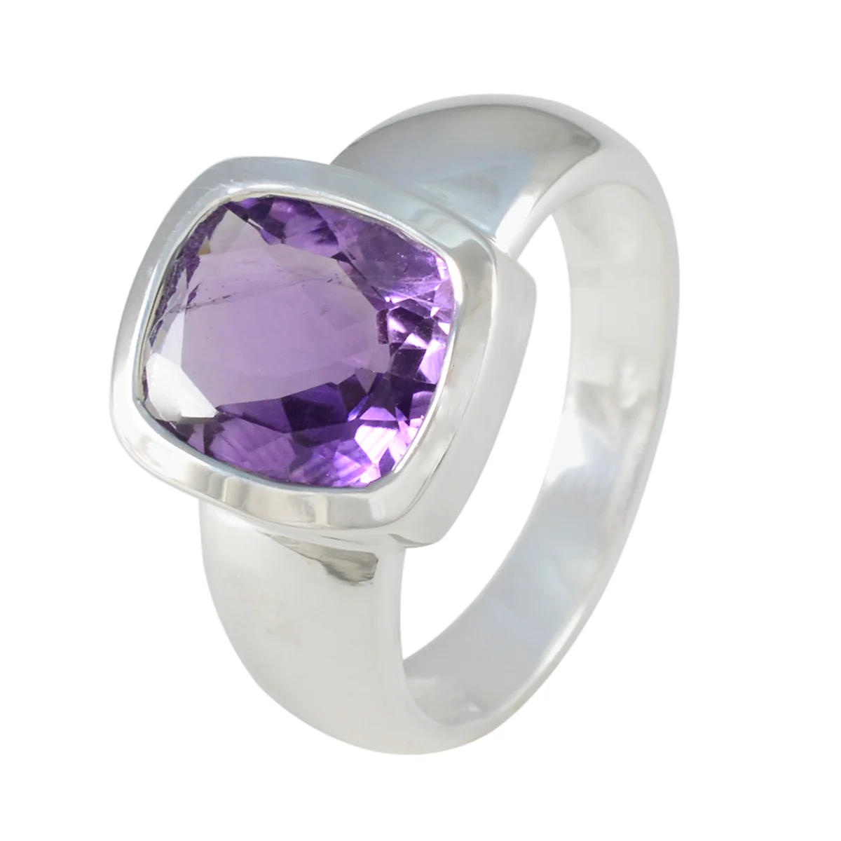 Amethyst Solitaire Egyptian 925 Sterling Silver Purple Gemstone Eye-catching Contemporary Ring Jewelry - Image 2