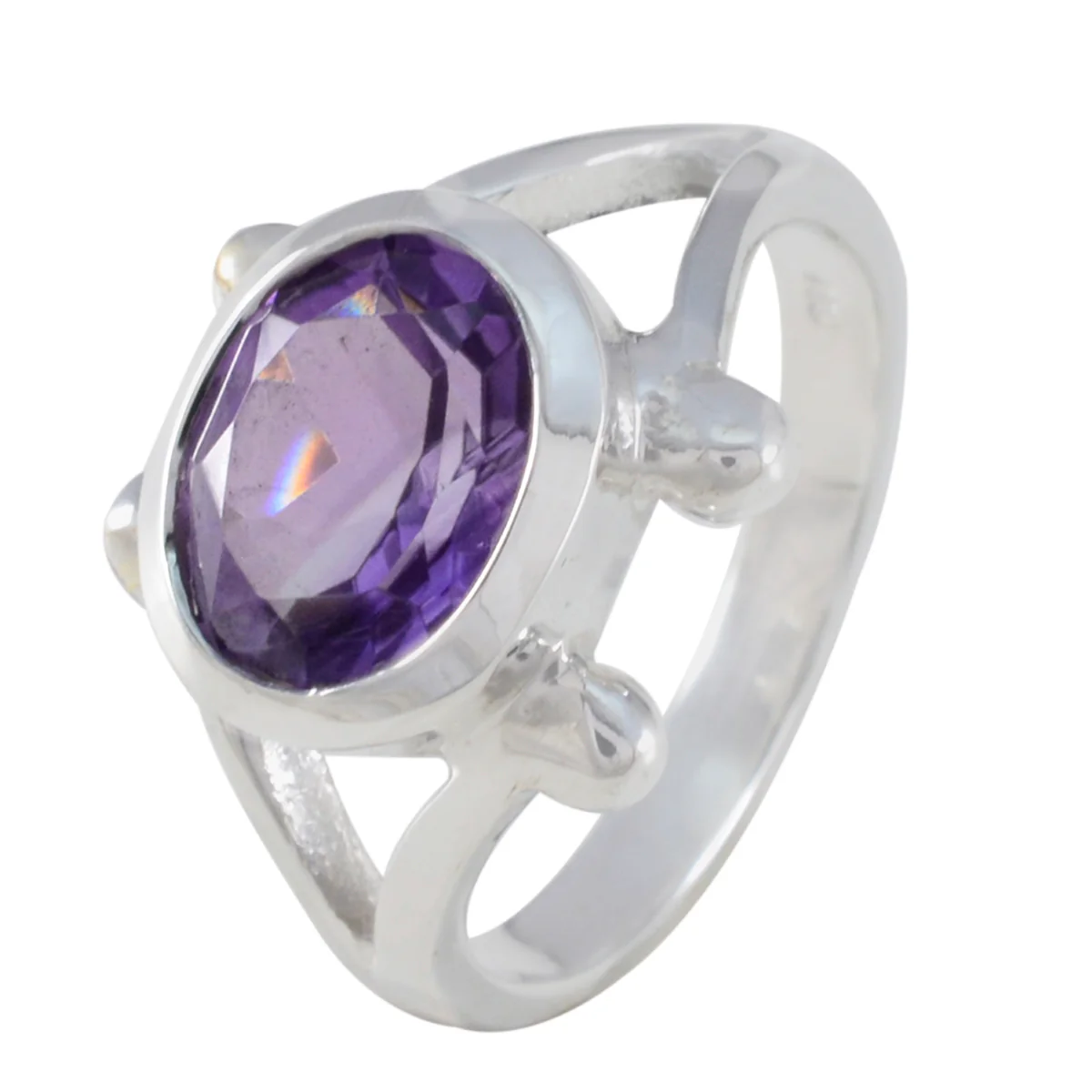 Amethyst Solitaire Egyptian 925 Sterling Silver Purple Gemstones Eye-catching valentine Ring Jewelry - Image 2