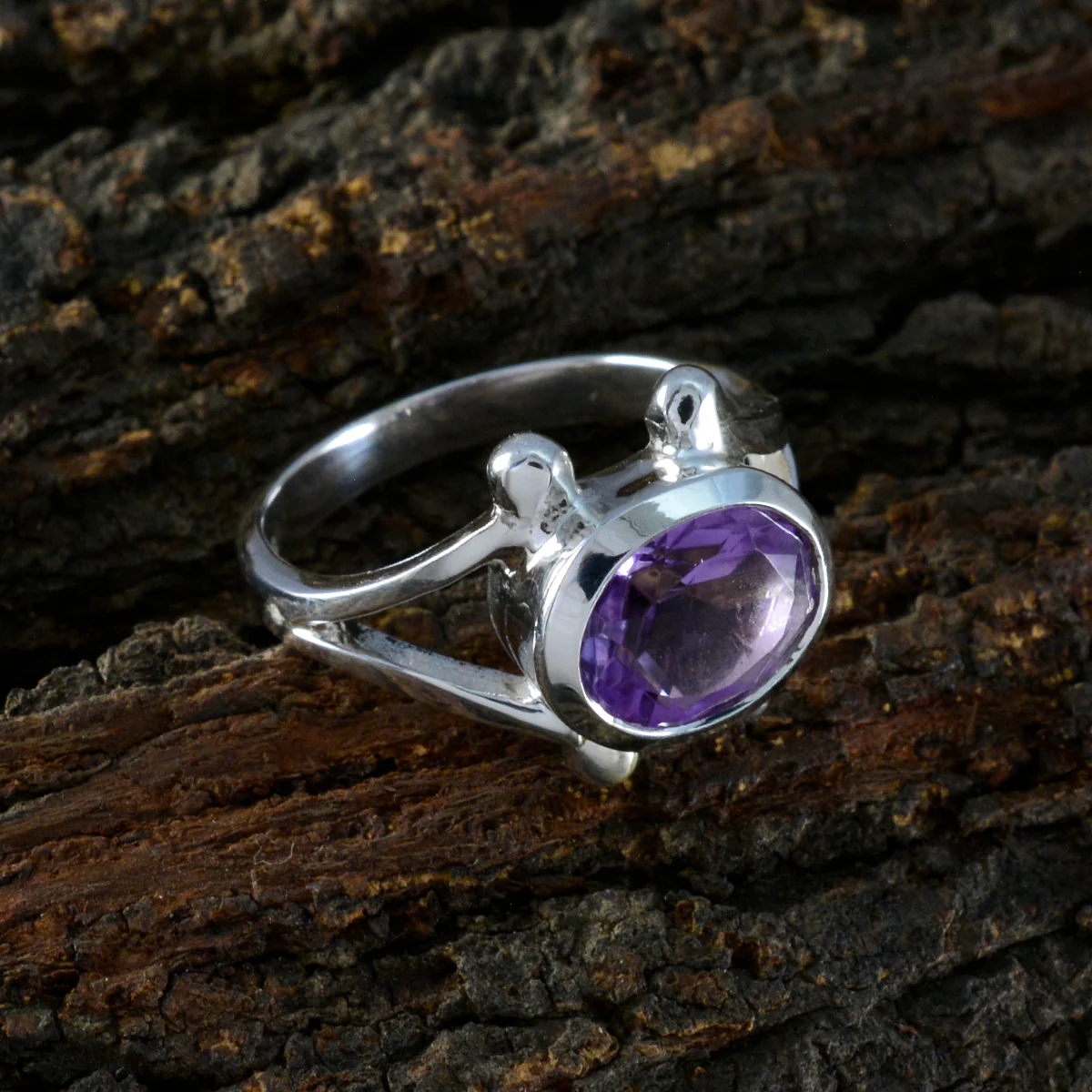 Amethyst Solitaire Egyptian 925 Sterling Silver Purple Gemstones Eye-catching valentine Ring Jewelry - Image 3