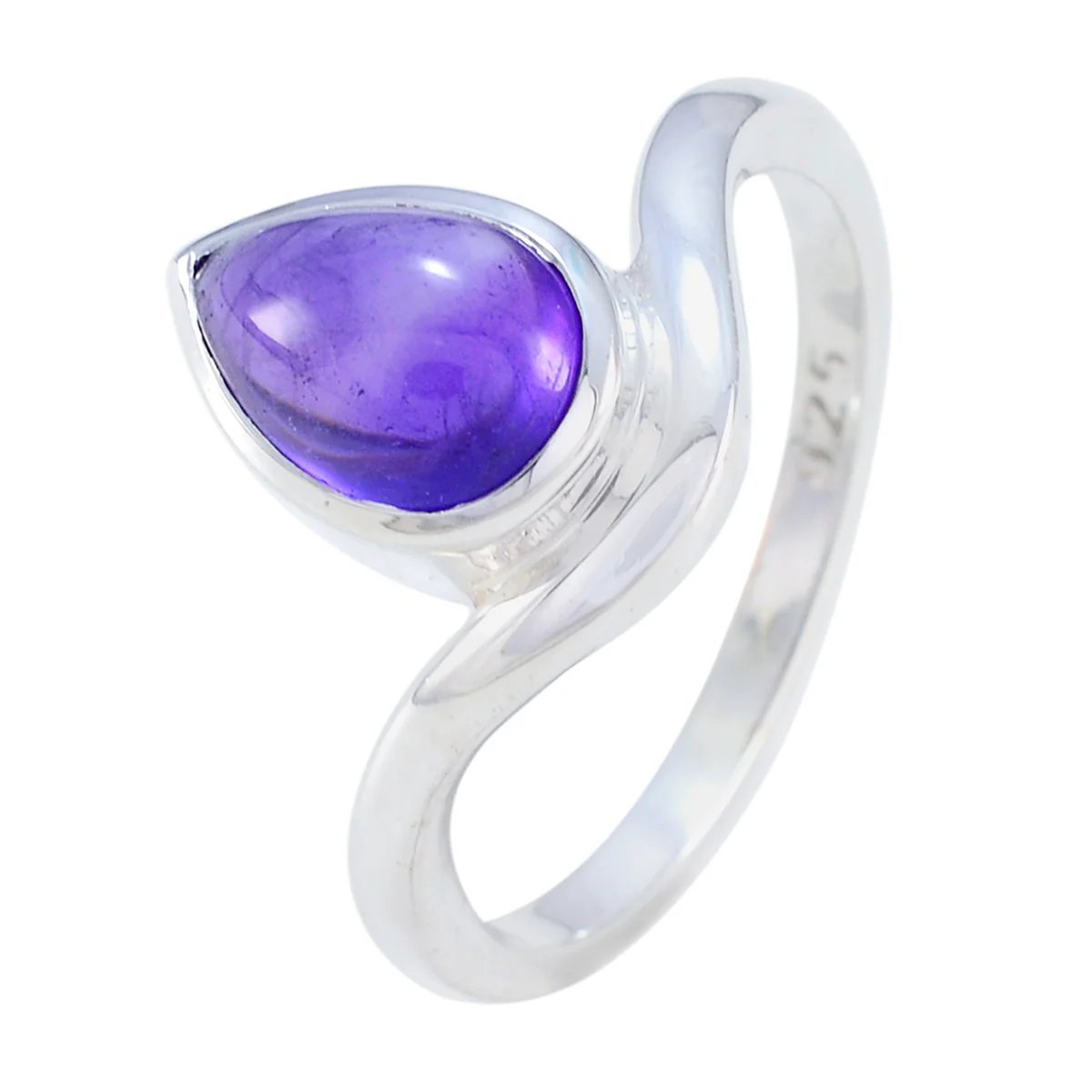 Amethyst Solitaire Egyptian Silver Purple Gemstones Featherlight Graceful Ring Jewelry - Image 2