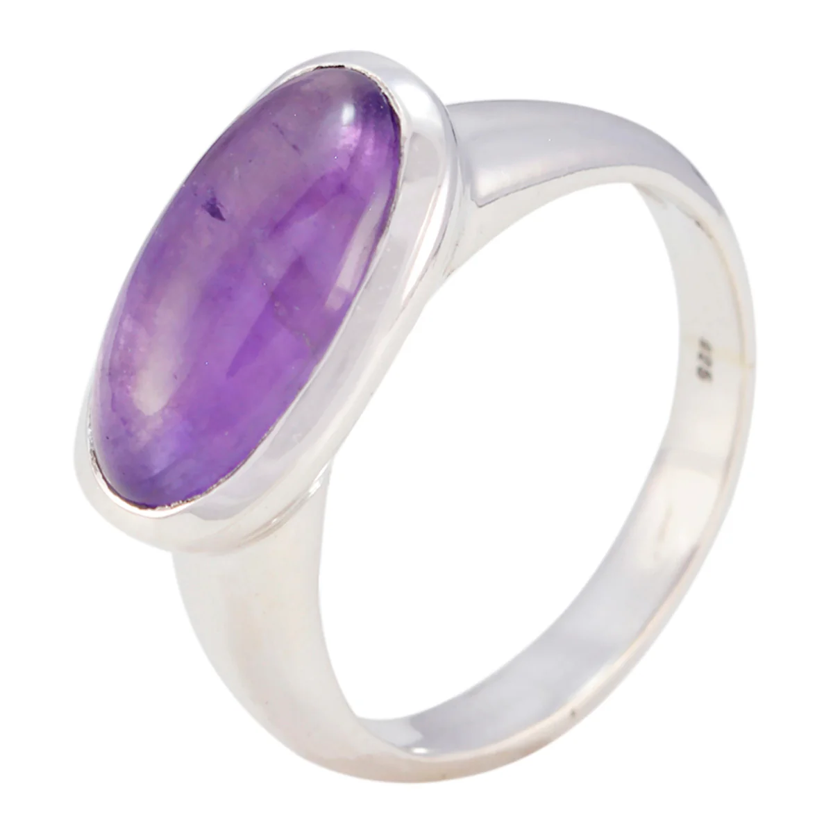 Amethyst Solitaire French Silver Purple Gemstone Mid-weight Romantic Ring Jewelry - Image 2