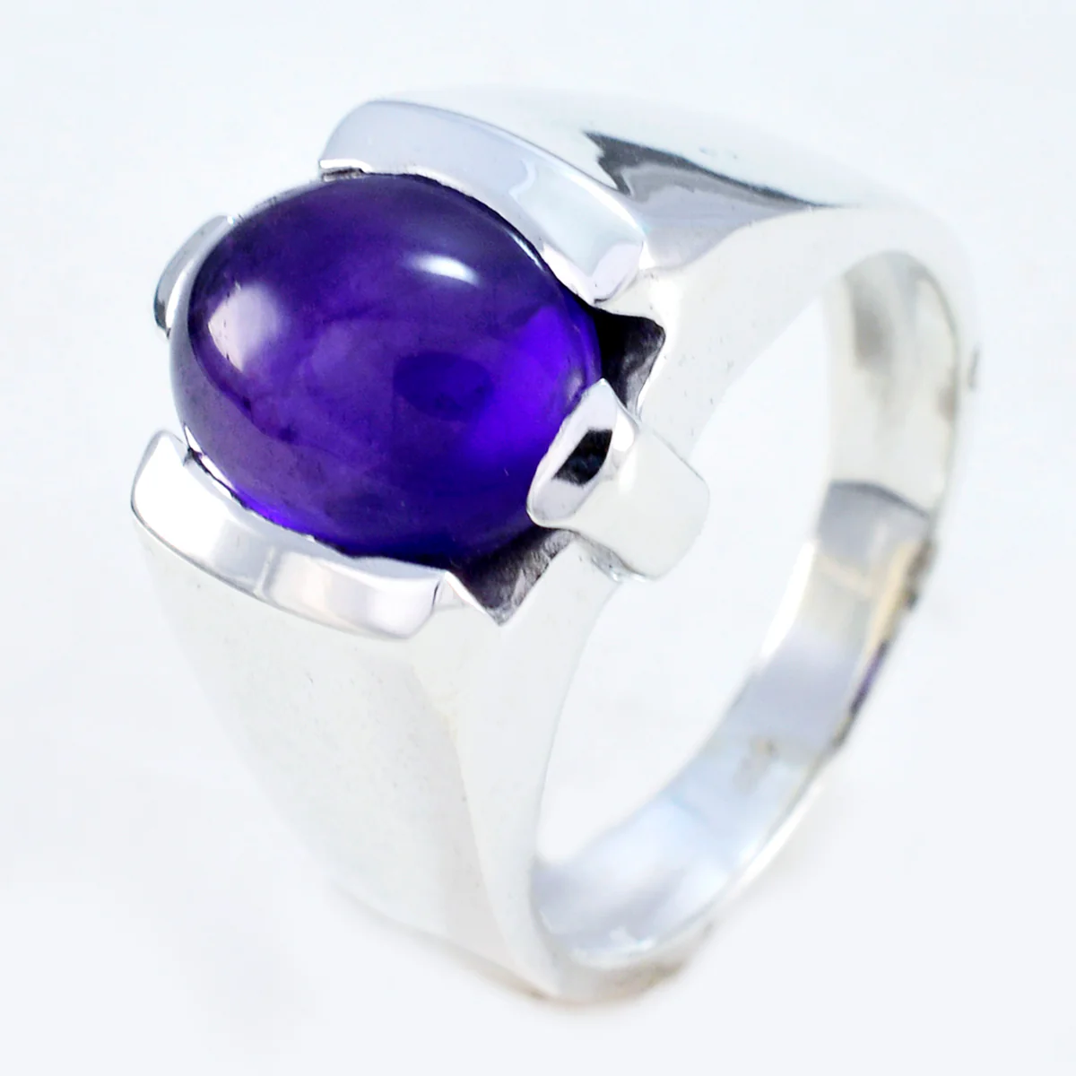 Amethyst Solitaire German 92.5 Silver Purple Gemstone Statement Artisan Ring Jewelry - Image 2