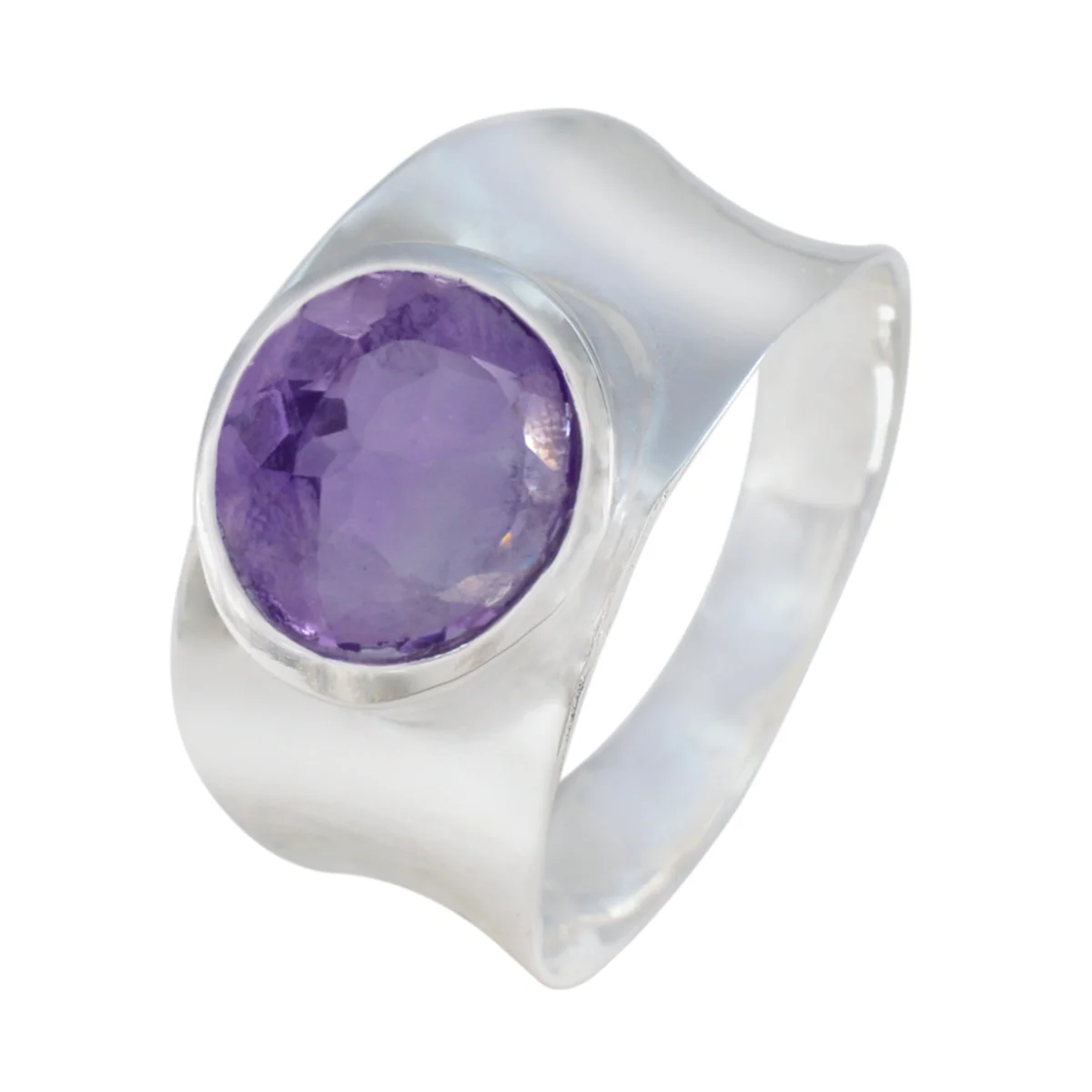 Amethyst Solitaire German 92.5 Silver Purple Gemstones Edgy Armor Band Jewellery - Image 2
