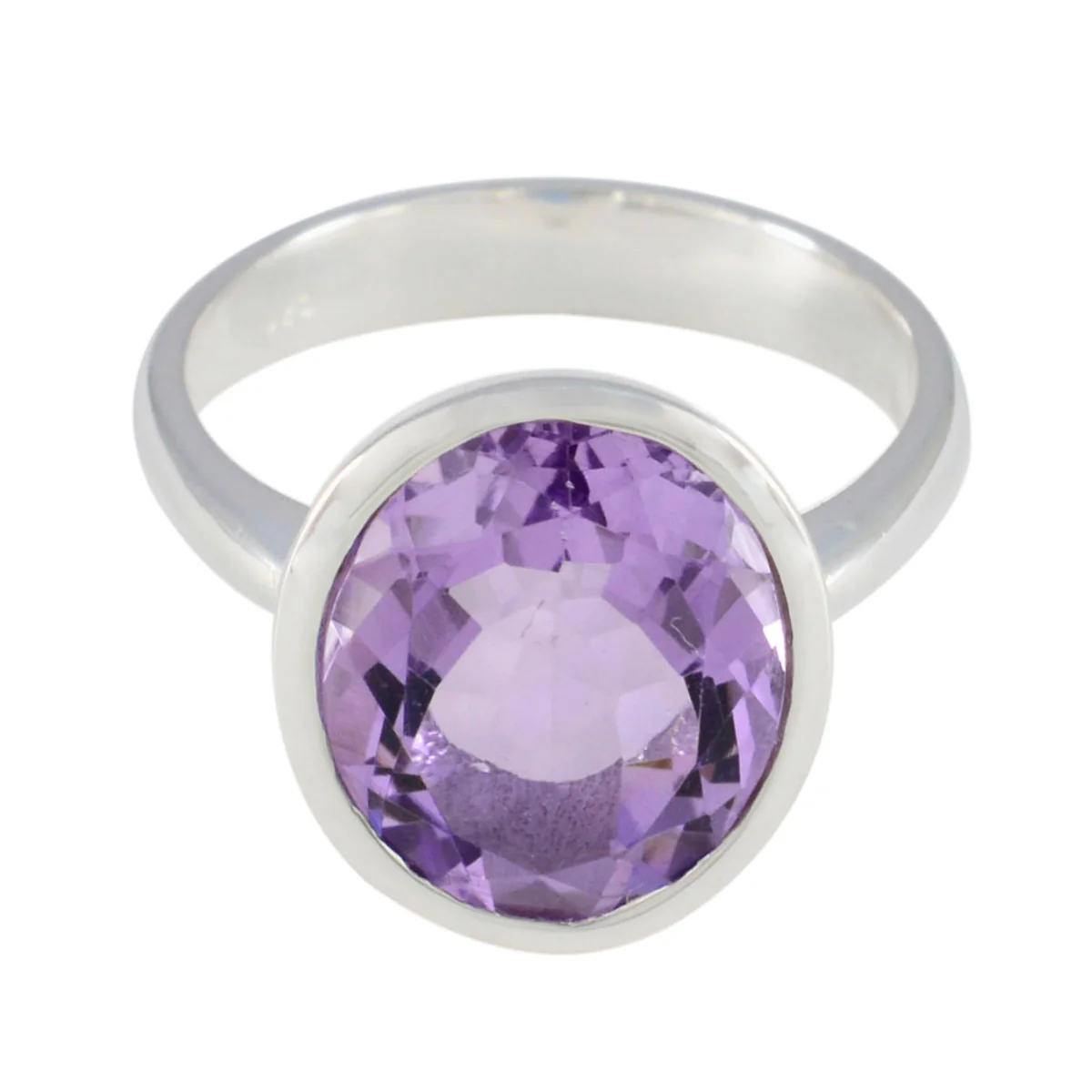 Amethyst Solitaire German 925 Sterling Silver Purple Gemstone Minimal Ethnic Ring Jewelry - Image 2