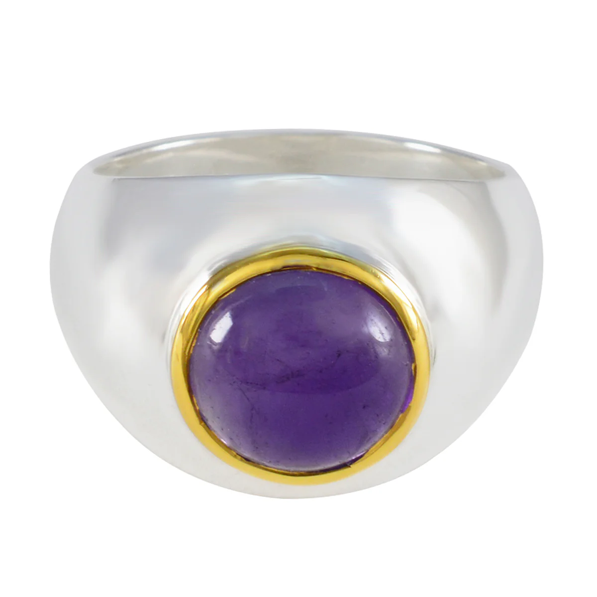 Amethyst Solitaire German Silver Purple Gems Eye-catching Abstract Ring Jewellery
