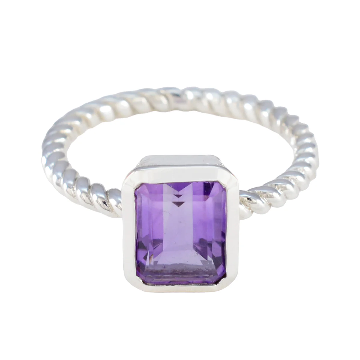 Amethyst Solitaire German Silver Purple Gems Featherlight Graceful Ring Jewelry