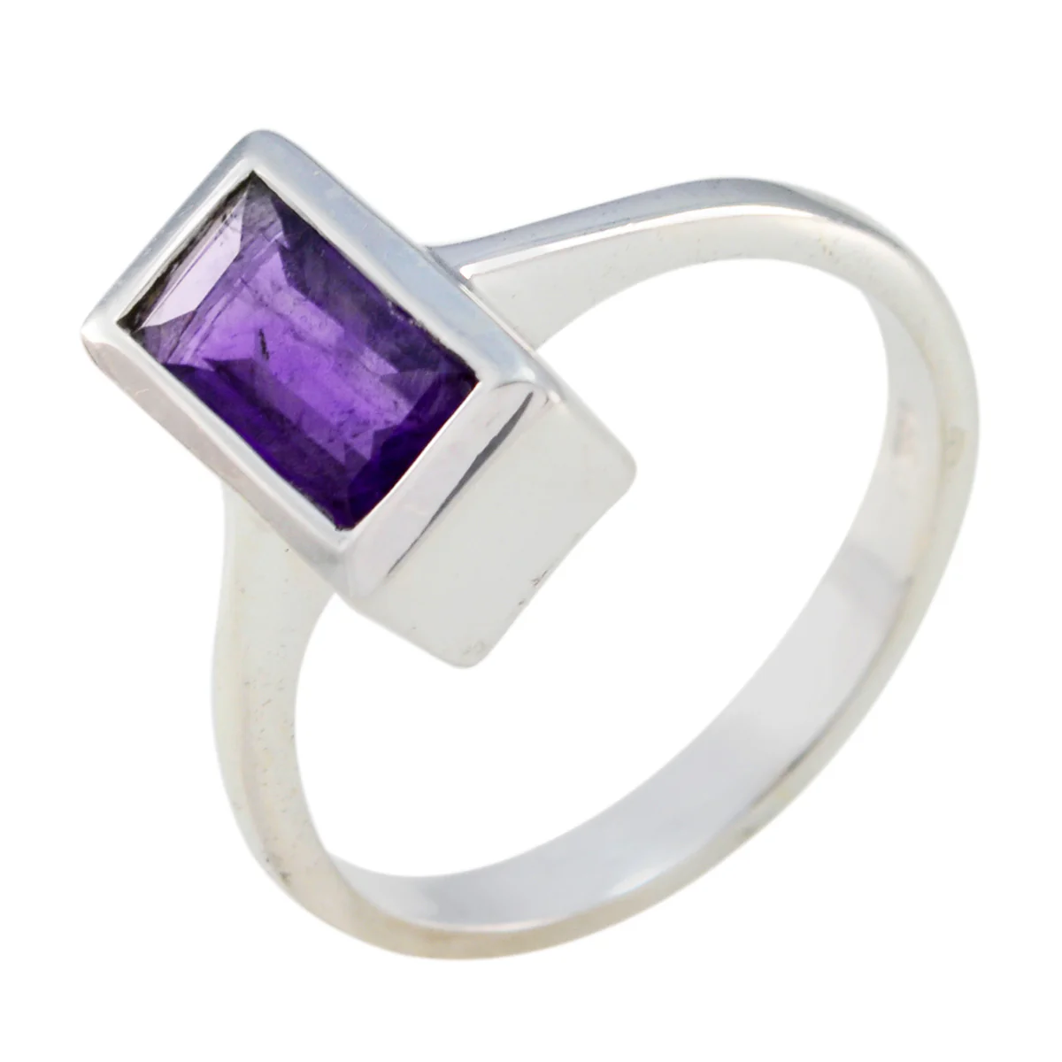 Amethyst Solitaire Indian 92.5 Silver Purple Gemstones Featherlight Boho Ring Jewelry - Image 2