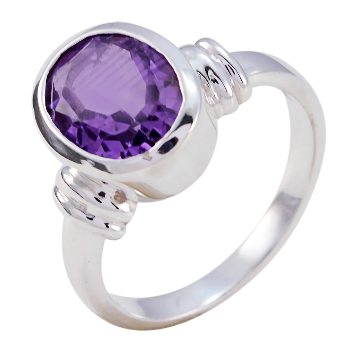 Amethyst Solitaire Indian 925 Sterling Silver Purple Gems Classic Sophisticated Ring Jewellery - Image 2